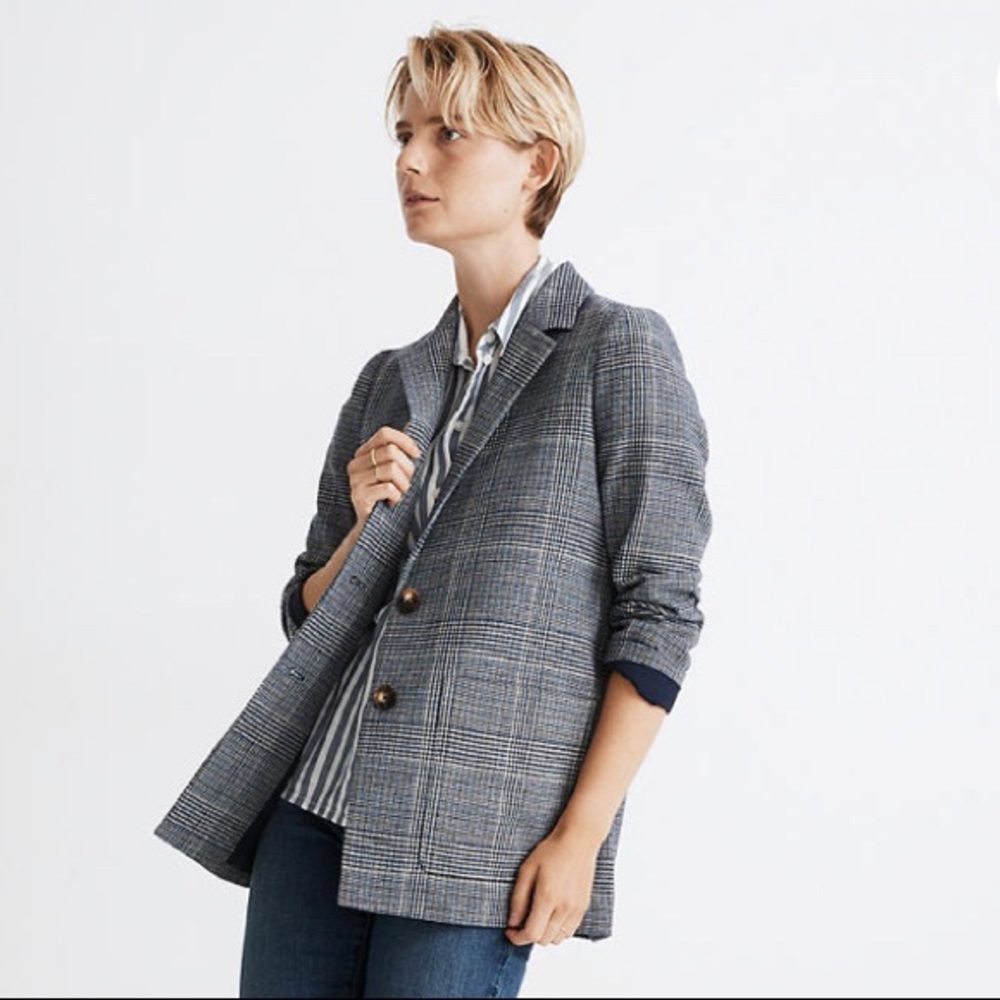 Madewell Dorset Blazer in Navy Glen Plaid
